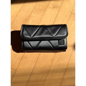 IHKWIP Quilted Vegan Leather Wallet Crossbody Bag Black Organizer Clutch